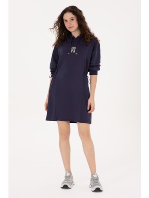 U.S. Polo Assn. Kadın Mürdüm Modal Karışımlı Mini Boy Kapüşonlu Sweatshirt Elbise 50314196-VR074