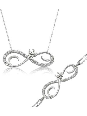 Gumush Hk Gümüş Kadın Set Sonsuzluk Aşk |Gümüş Takı Hediyelik Ürünler