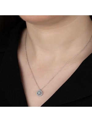 Ucarticaret Swarovski Taşlı Gümüş Tektaş Bayan Kolye