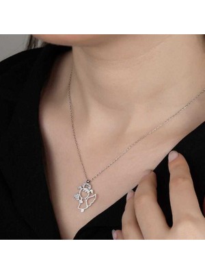 Ucarticaret Swarovski Taşlı Gümüş Su Perisi Bayan Kolye