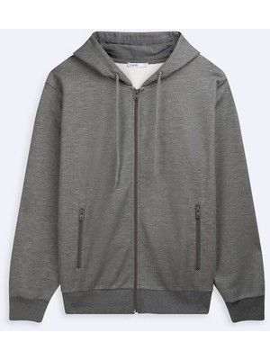 LTB Uzun Kollu Kapüşonlu Basic Antrasit Sweatshırt