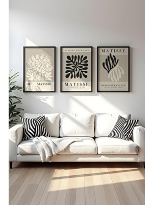 Huhuli Ahşap Siyah Çerçeveli 3 Parça Set Soyut Tema Tablo 20 x 30 Boyutlarında