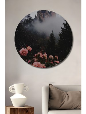 Teona Ahşap Sislerarasındakişatoyagülbahçesiyağlıboyagörünümlüdekoratifahşaptablo Yuvarlak Tablo