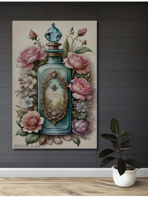 Teona Ahşap Romantik Çiçekler Arasında Ahşap Dekoratif Tablo Yağlı Boya Görünümlü Dikdörtgen Tablo