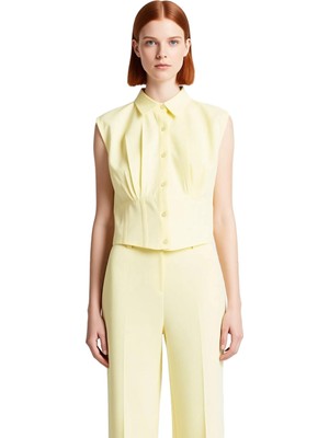 Ersefa Kadın Kolsuz Crop Gömlek Şehirli Stilinizi Tamamlayacak Zamansız Bir Parça Fonksiyonel Şık