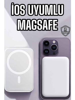 5000 Mah Ios Uyumlu Magsafe Kablosuz Şarj Hızlı Şarj Desteği