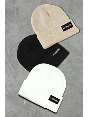 Moibody %100 Akrilik 3’lü Premium Basic Bere Siyah Bej Beyaz