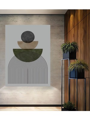 Teona Ahşap Soyut Geometrik Desen Yağlı Boya Görünümlü Ahşap Dekoratif Tablo Dikdörtgen Tablo