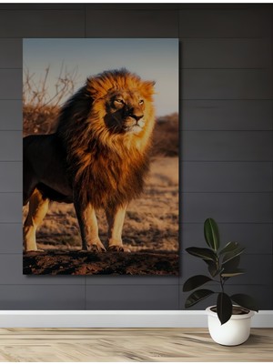 Teona Ahşap Aslanın Gücü Yağlı Boya Görünümlü Dekoratif Ahşap Tablo Dikdörtgen Tablo