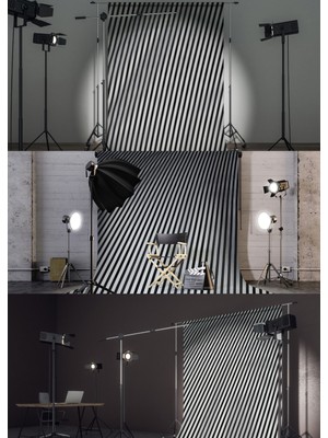 Arkhearts Çizgi Akışı Vinil Backdrop – Minimal Siyah Beyaz Fotoğraf Arka Planı (80×120 Cm)
