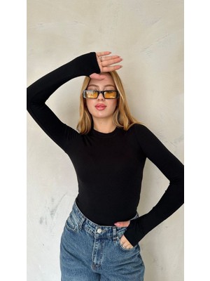 Modal Kumaş Uzun Kollu Parmak Arası Geçiş Detaylı Badi