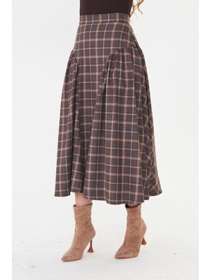 Farbe Er Fashion Pine Kahve  Ekose Etek