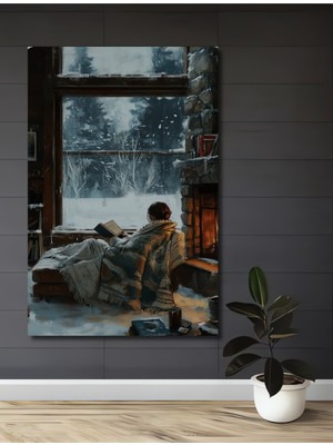 Teona Ahşap Kış Masalı Yağlı Boya Görünümlü Ahşap Dekoratif Tablo Dikdörtgen Tablo