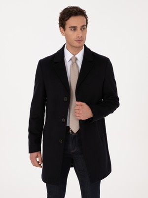 Cacharel Erkek Lacivert Slim Fit Yün Kaşmir Karışımlı Palto 50315262-VR033