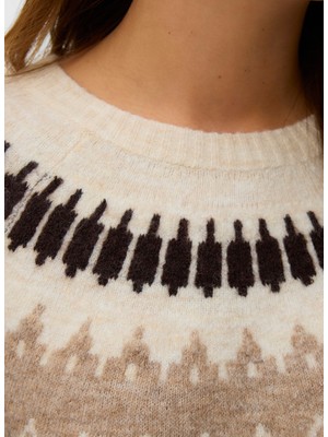 Vero Moda Bisiklet Yaka Normal Kahve Kazak Kadın Vmsımone Ls Nordıc Pullover Ga Rep