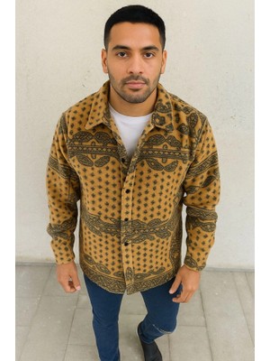 Moderie Butik Erkek Polar Fermuarlı Sweatshirt – Kapüşonsuz, Cepli, Yumuşak Dokulu, Oversize Rahat Kalıp, Kışlık Sıcak Tutan Fermuarlı Üst - Sarı