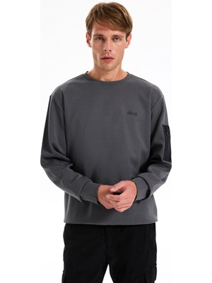 Jeep Bisiklet Yaka Düz Antrasit Erkek Sweatshırt J5WM-SWT7390