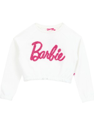 Barbie Baskılı Kız Çocuk Ekru Sweatshırt BRB5WG-SWT6084