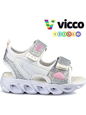Vicco 332.21Y.189 Kız Çocuk Sandalet Tekstil Malzeme Bantlı Düz Desen 26 Numara