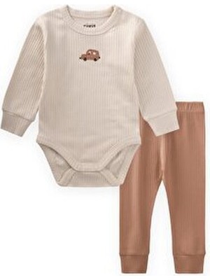 Cigit Araba Nakışli Zıbın Takım 0-3 Yaş Açık Bej