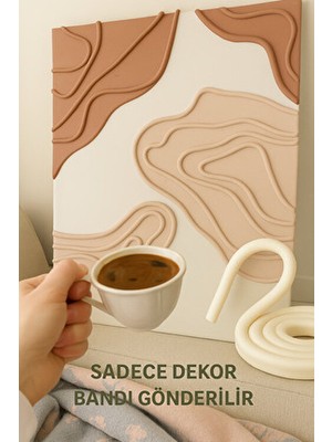 Dekals 5 Metre Beyaz Bant Tuval Dekor Bandı Kendinden Bantlı Tablo Dekor Bandı