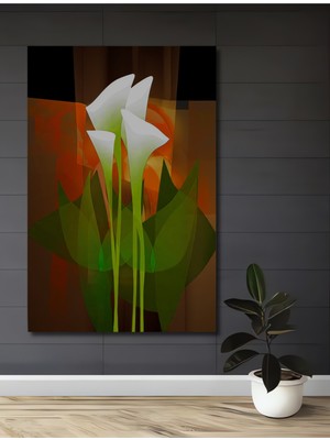 Teona Ahşap Zarif Çiçekler Ahşap Dekoratif Tablo Yağlı Boya Görünümlü Modern Sanat Eseri Dikdörtgen Tablo