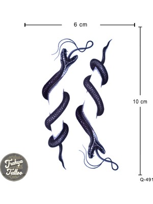 Trakya Tattoo Geçici Dövme 1-2 Hafta Kalıcı Minimal 2li Yılan Dövmesi