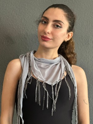 Gönülden Tasarım Zincir Püsküllü Gri Kadın Fular Şal 150X35 cm