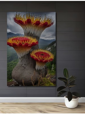 Teona Ahşap Doğaüstü Çiçekler Ahşap Dekoratif Tablo Yağlı Boya Görünümlü Modern Sanat Dikdörtgen Tablo