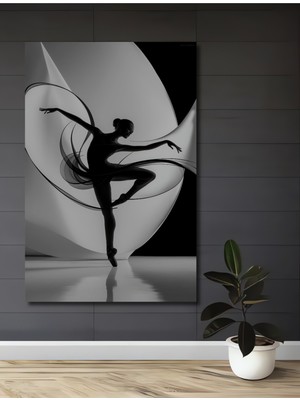 Teona Ahşap Dansçı Soyut Silüet Siyah Beyaz Baskı Ahşap Dekoratif Tablo Dikdörtgen Tablo