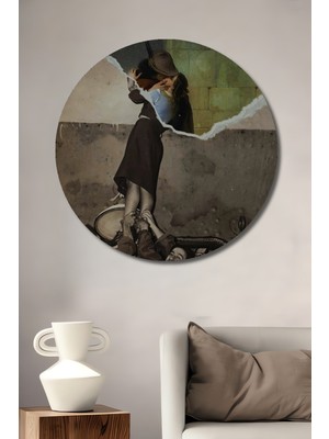 Teona Ahşap Savaşın Zaferi Yağlı Boya Görünümlü Ahşap Dekoratif Tablo Yuvarlak Tablo