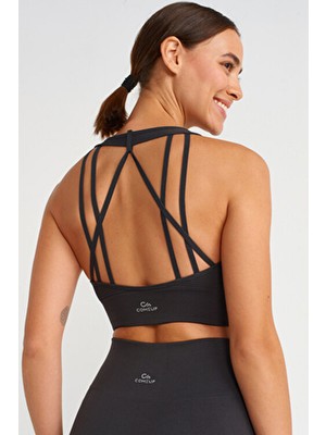 Jakarlı Sporcu Sütyeni Küllü Siyah