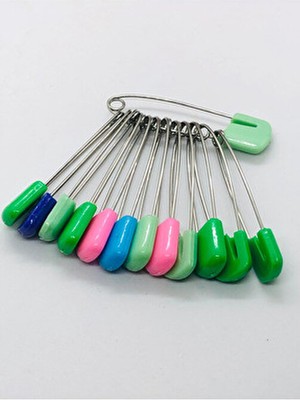 İnderin 12’li Renkli Çengelli Emniyetli Plastik Dikiş Hobi Tasarım Büyük Boy