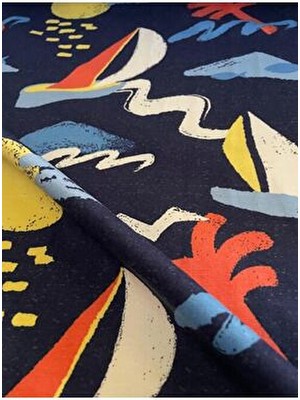 İki İplik Baskılı 3 Iplik Şardonsuz Penye Kumaş | %100 Pamuk | En 180 cm