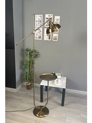 Bamyum Eskitme Renk Lambader U Tepsili Makas Gövde Modern Dekoratif Metal Oturma Odası Zemin Lambası