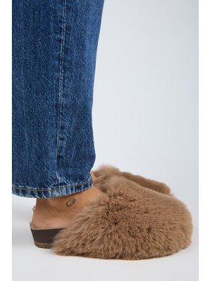 Manijero Gaye Kadın Peluş Düz Vizon Terlik