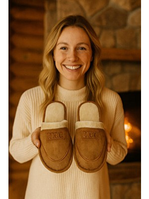 Behtah Kundura Unisex Sıcacık Içi Tüylü Ev Terliği Kaymaz Taban