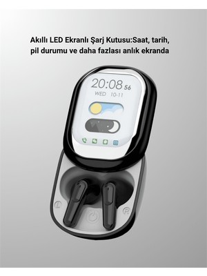 Zero Land Xmpdby Akıllı Ekranlı Bluetooth 5.4 Kablosuz Kulaklık – Dokunmatik ve Şarj Kutulu