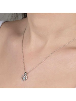 Ucarticaret Swarovski Taşlı Gümüş Kalp Bayan Kolye