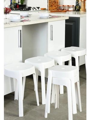 Tuffex  6 Adet Exclusive Kalite Ultra Dayanıklı Modern Tasarım Kırılmaz Tabure - Latte