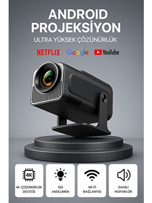 XBeam Android Projeksiyon Wifi Özellikli Taşınabilir Akıllı Sinema Projektör