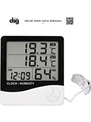 online shopping dsg store Problu Dijital Mutfak Ortam Nem Ölçer ve Saat Gıda Termometresi Büyük LCD Ekran ile