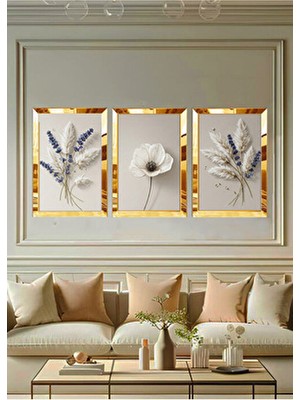 Yoktayok Pleksi Çerçeveli Lavanta Pamuk Tablo 3lü