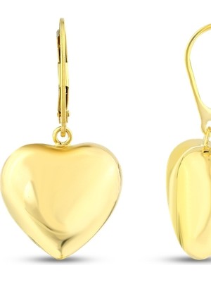 Assos Pırlanta Kalpli Altın Küpe - 14K