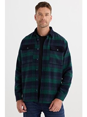 Tudors Erkek Relax Fit Rahat Kesim Spor Yaka Kareli Çift Cep Kapaklı Kışlık Gömlek