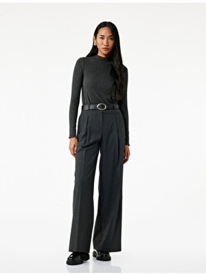 Koton Kaşkorse Viskon Slim Fit Uzun Kollu Hafif Dik Yaka Tişört