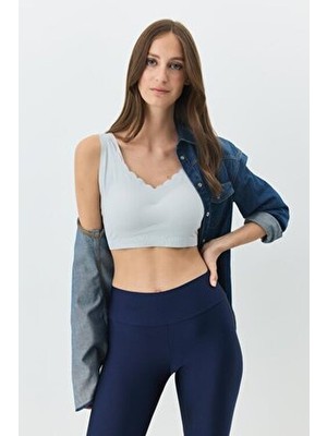 C&city Balensiz Dikişsiz Lazer Kesim Sütyen Çıkarılabilir Pedli 1013 Gri