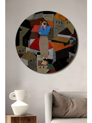 Teona Ahşap Ressam Gözüyle Kentsel Keşif Baskı Tablo Yuvarlak Tablo