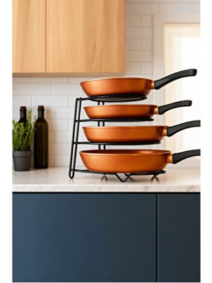 Wirewel Dolap Içi Düzenleyici Raf | Siyah Tava Rafı Metal Mutfak Tencere Standı Organizer