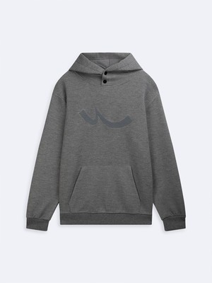 LTB Uzun Kollu Kapüşonlu Sign Baskılı Antrasit Sweatshırt